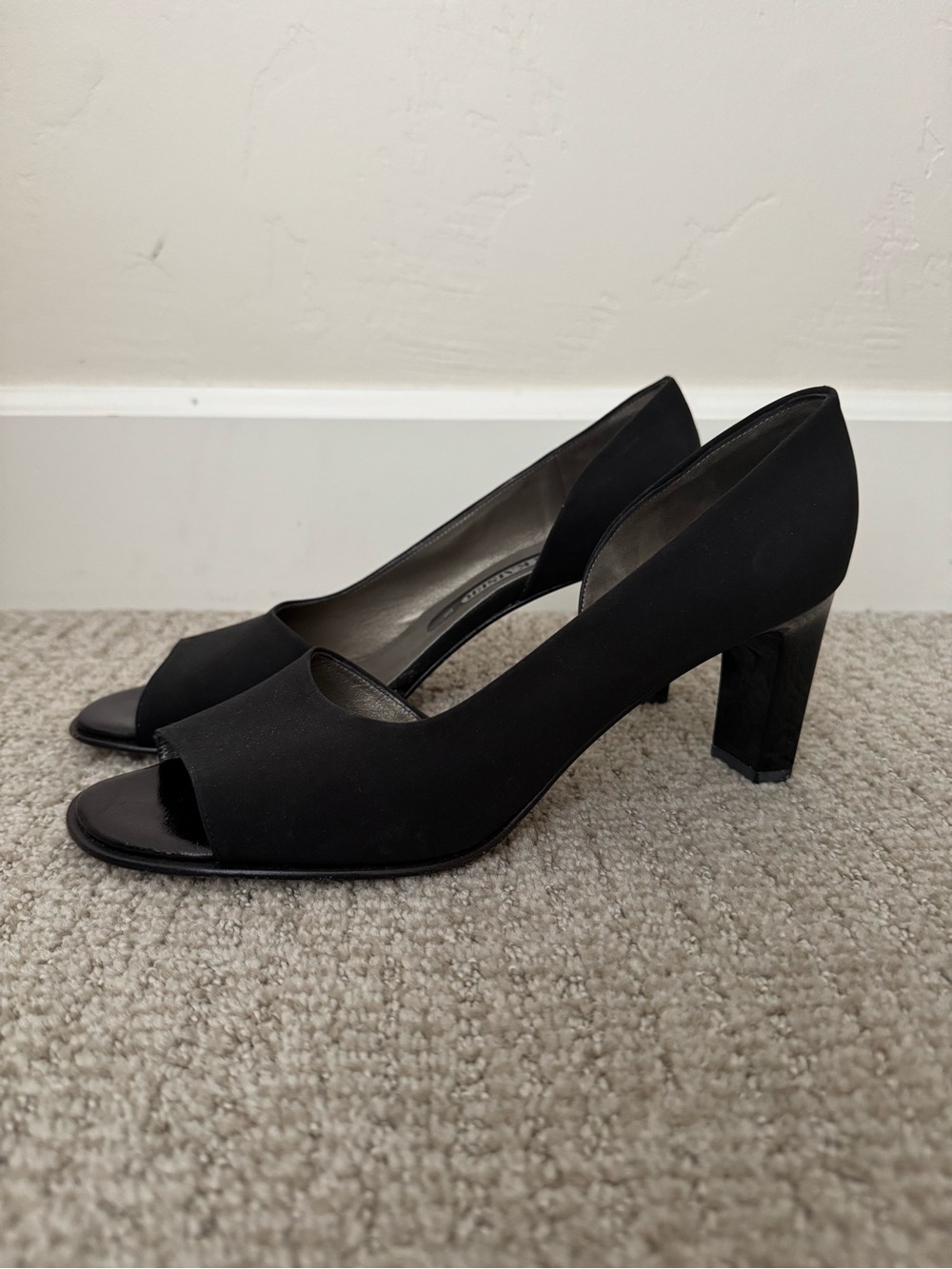 Peter Kaiser Black Open-Toe Block Heel Pumps